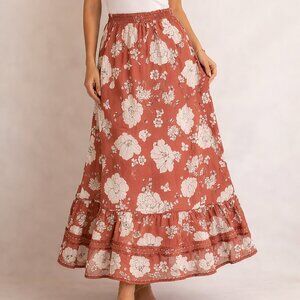 NWT Max Studio Floral MAXI Skirt Sz M